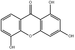1,3,5-トリヒドロキシ-9H-キサンテン-9-オン 化学構造式