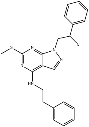 1-(2-Chloro-2-phenylethyl)-6-(methylthio)-N-phenethyl-1H-pyrazolo[3,4-d]pyrimidin-4-amine Structure