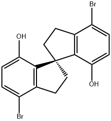 (R)-4,4'-ジブロモ-1,1'-スピロビインダン-7,7'-ジオール 化学構造式