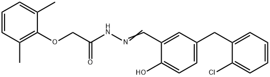 N'-{(E)-[5-(2-chlorobenzyl)-2-hydroxyphenyl]methylidene}-2-(2,6-dimethylphenoxy)acetohydrazide Struktur