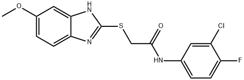 N-(3-chloro-4-fluorophenyl)-2-[(5-methoxy-1H-benzimidazol-2-yl)sulfanyl]acetamide 结构式