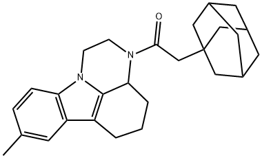 2-(adamantan-1-yl)-1-(8-methyl-3a,4,5,6-tetrahydro-1H-pyrazino[3,2,1-jk]carbazol-3(2H)-yl)ethanone Struktur