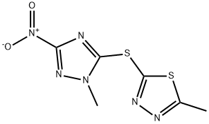 2-({3-nitro-1-methyl-1H-1,2,4-triazol-5-yl}sulfanyl)-5-methyl-1,3,4-thiadiazole Struktur