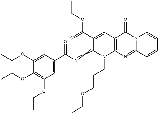 (Z)-ethyl 1-(3-ethoxypropyl)-10-methyl-5-oxo-2-((3,4,5-triethoxybenzoyl)imino)-2,5-dihydro-1H-dipyrido[1,2-a:2',3'-d]pyrimidine-3-carboxylate Structure