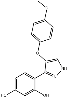 4-[4-(4-methoxyphenoxy)-1H-pyrazol-3-yl]benzene-1,3-diol,716333-47-0,结构式