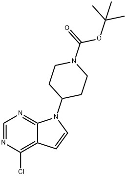 叔-丁基 4-(4-氯吡咯并[2,3-D]嘧啶-7-基)哌啶-1-羧酸酯 结构式