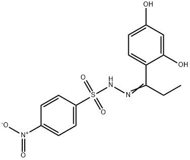 (E)-N'-(1-(2,4-dihydroxyphenyl)propylidene)-4-nitrobenzenesulfonohydrazide Struktur