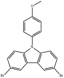 3,6-ジブロモ-9-(4-メトキシフェニル)-9H-カルバゾール 化学構造式