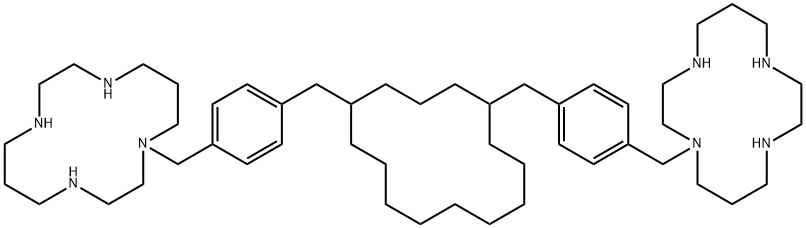 1,11-bis(4-((1,4,8,11-tetraazacyclotetradecan-1-yl)methyl)benzyl)-1,4,8,11-tetraazacyclotetradecane Struktur