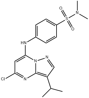 4-(5-chloro-3-isopropylpyrazolo[1,5-a]pyrimidin-7-ylamino)-N,N-dimethylbenzenesulfonamide,771499-34-4,结构式