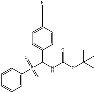 tert-butyl ((4-cyanophenyl)(phenylsulfonyl)methyl)carbamate Structure