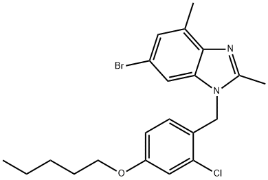 6-bromo-1-[2-chloro-4-(pentyloxy)benzyl]-2,4-dimethyl-1H-benzimidazole Structure