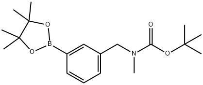 tert-butyl 3-(4,4,5,5-tetramethyl-1,3,2-dioxaborolan-2-yl)benzylmethylcarbamate Struktur