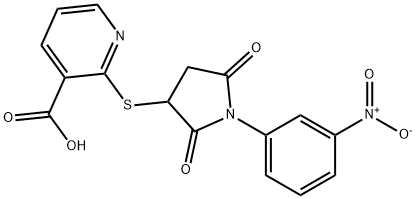2-{[1-(3-nitrophenyl)-2,5-dioxopyrrolidin-3-yl]sulfanyl}pyridine-3-carboxylic acid 结构式