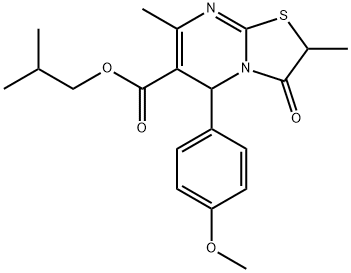 2-methylpropyl 5-(4-methoxyphenyl)-2,7-dimethyl-3-oxo-2,3-dihydro-5H-[1,3]thiazolo[3,2-a]pyrimidine-6-carboxylate 结构式