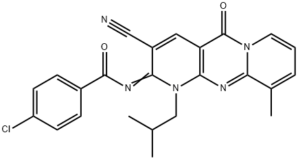 4-chloro-N-(3-cyano-1-isobutyl-10-methyl-5-oxo-1,5-dihydro-2H-dipyrido[1,2-a:2,3-d]pyrimidin-2-ylidene)benzamide Structure