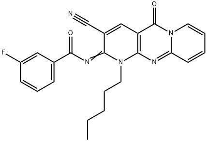 N-(3-cyano-5-oxo-1-pentyl-1,5-dihydro-2H-dipyrido[1,2-a:2,3-d]pyrimidin-2-ylidene)-3-fluorobenzamide 结构式