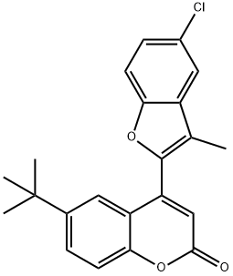 6-tert-butyl-4-(5-chloro-3-methyl-1-benzofuran-2-yl)-2H-chromen-2-one Struktur