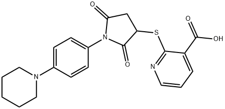 2-({2,5-dioxo-1-[4-(piperidin-1-yl)phenyl]pyrrolidin-3-yl}sulfanyl)pyridine-3-carboxylic acid,847241-31-0,结构式