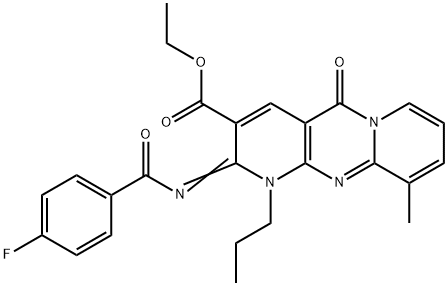 ethyl 2-[(4-fluorobenzoyl)imino]-10-methyl-5-oxo-1-propyl-1,5-dihydro-2H-dipyrido[1,2-a:2,3-d]pyrimidine-3-carboxylate Structure