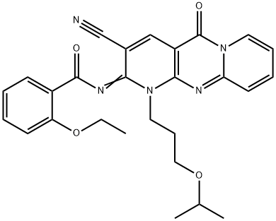 N-[3-cyano-1-(3-isopropoxypropyl)-5-oxo-1,5-dihydro-2H-dipyrido[1,2-a:2,3-d]pyrimidin-2-ylidene]-2-ethoxybenzamide Structure
