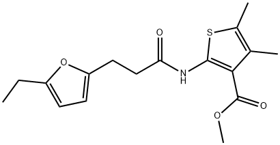 methyl 2-{[3-(5-ethylfuran-2-yl)propanoyl]amino}-4,5-dimethylthiophene-3-carboxylate Struktur