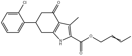 (E)-but-2-en-1-yl 6-(2-chlorophenyl)-3-methyl-4-oxo-4,5,6,7-tetrahydro-1H-indole-2-carboxylate Struktur