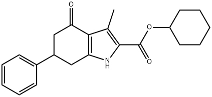 cyclohexyl 3-methyl-4-oxo-6-phenyl-4,5,6,7-tetrahydro-1H-indole-2-carboxylate Struktur