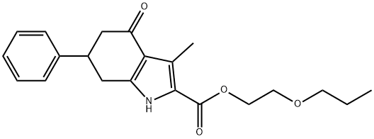 2-propoxyethyl 3-methyl-4-oxo-6-phenyl-4,5,6,7-tetrahydro-1H-indole-2-carboxylate Structure