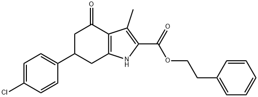 phenethyl 6-(4-chlorophenyl)-3-methyl-4-oxo-4,5,6,7-tetrahydro-1H-indole-2-carboxylate Structure