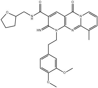 1-[2-(3,4-dimethoxyphenyl)ethyl]-2-imino-10-methyl-5-oxo-N-(tetrahydrofuran-2-ylmethyl)-1,5-dihydro-2H-dipyrido[1,2-a:2',3'-d]pyrimidine-3-carboxamide Structure