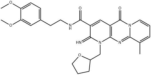 N-[2-(3,4-dimethoxyphenyl)ethyl]-2-imino-10-methyl-5-oxo-1-(tetrahydrofuran-2-ylmethyl)-1,5-dihydro-2H-dipyrido[1,2-a:2',3'-d]pyrimidine-3-carboxamide Structure