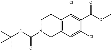 5,7-dichloro-3,4-dihydro-2,6(1H)-Isoquinolinedicarboxylic acid, 2-(1,1-dimethylethyl) 6-methyl ester 化学構造式