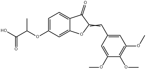 2-{[(2Z)-3-oxo-2-(3,4,5-trimethoxybenzylidene)-2,3-dihydro-1-benzofuran-6-yl]oxy}propanoic acid Structure