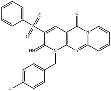 1-(4-chlorobenzyl)-2-imino-3-(phenylsulfonyl)-1,2-dihydro-5H-dipyrido[1,2-a:2',3'-d]pyrimidin-5-one,862484-39-7,结构式