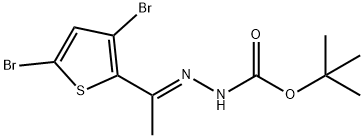 tert-butyl 2-(1-(3,5-dibromothiophen-2-yl)ethylidene)hydrazinecarboxylate Structure
