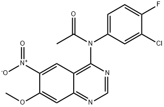 N-(3-氯-4-氟苯基)-N-(7-甲氧基-6- 硝基喹唑啉-4-基)乙酰胺, 869199-61-1, 结构式