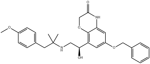 8-[(1R)-1-Hydroxy-2-[[2-(4-methoxyphenyl)-1,1-dimethylethyl]amino]ethyl]-6-(phenylmethoxy)-2H-1,4-benzoxazin-3(4H)-one Struktur