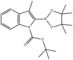 1-BOC-3-メチルインドール-2-ボロン酸ピナコールエステル 化学構造式