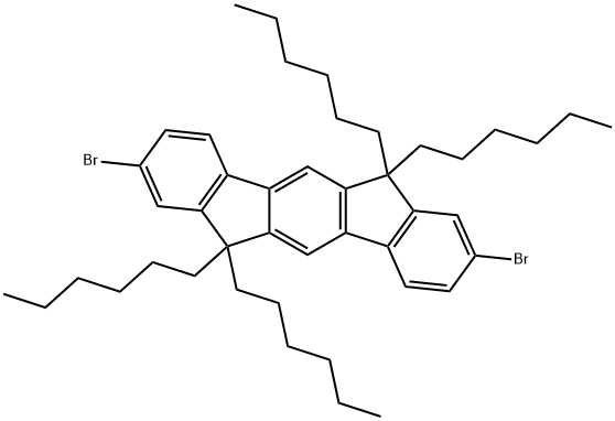 2,8-二溴6,6,12,12-四己基-6,12-二氢茚并[1,2-B]芴 结构式