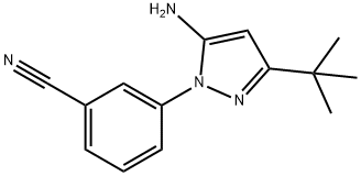 3-(3-tert-butyl-5-amino-1H-pyrazol-1-yl)benzonitrile 化学構造式