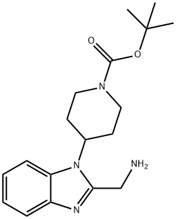 tert-Butyl 4-(2-(aminomethyl)-1H-benzo[d]imidazol-1-yl)piperidine-1-carboxylate Struktur