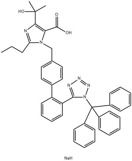 4-(2-hydroxypropan-2-yl)-2-propyl-1-((2'-(2-trityl-2H-tetrazol-5-yl)biphenyl-4-yl)methyl)-1H-imidazole-5-carboxylic acid Struktur