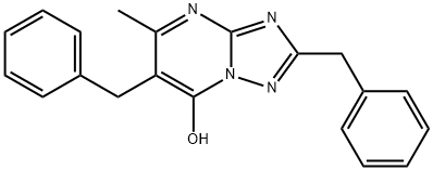 2,6-dibenzyl-5-methyl-[1,2,4]triazolo[1,5-a]pyrimidin-7-ol Struktur