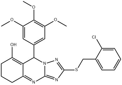 2-((2-chlorobenzyl)thio)-9-(3,4,5-trimethoxyphenyl)-5,6,7,9-tetrahydro-[1,2,4]triazolo[5,1-b]quinazolin-8-ol Structure