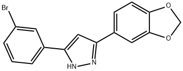 3-(3-ブロモフェニル)-5-(1,3-ベンゾジオキソール-5-イル)-1H-ピラゾール 化学構造式