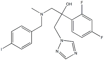 2-(2,4-Difluoro-phenyl)-1-[(4-iodo-benzyl)-methyl-amino]-3-[1,2,4]triazol-1-yl-propan-2-ol Struktur