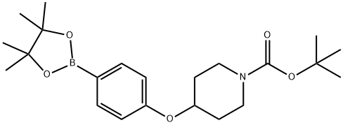 tert-butyl 4-[4-(tetramethyl-1,3,2-dioxaborolan-2-yl)phenoxy]piperidine-1-carboxylate Struktur