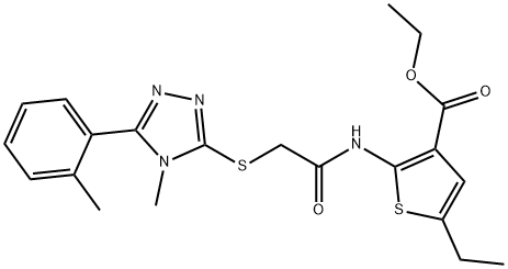 892204-51-2 ethyl 5-ethyl-2-(2-((4-methyl-5-(o-tolyl)-4H-1,2,4-triazol-3-yl)thio)acetamido)thiophene-3-carboxylate