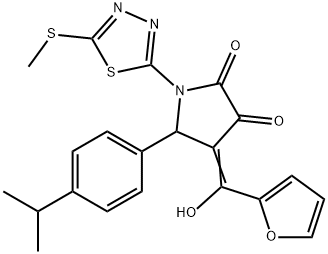 (E)-4-(furan-2-yl(hydroxy)methylene)-5-(4-isopropylphenyl)-1-(5-(methylthio)-1,3,4-thiadiazol-2-yl)pyrrolidine-2,3-dione Structure